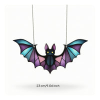 Stained-Glass Style Chiropteran Suncatcher Halloween Acrylic Chiropteran Ornament Gothic Window Decoration with Chain Spooky
