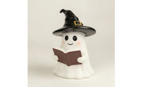 Reading Ghost with Witch Hat Cute Ghost Figurine Standing Tabletop Decoration Playful for Students, Bookshelf