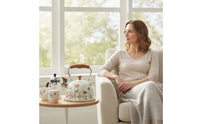Floral Whistling Tea Kettle Wood-Grain Tea Kettle with Flip-up Spout Cottage-Style Fast-Boiling for Kitchen