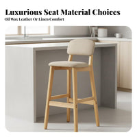 Upholstered High Stool with Backrest Modern Design Upholstered High Stool Sturdy Construction Padded Seat for Interior Designers