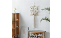 Macrame Owl Woven Owl Wall Hanging Macrame Wall Hanging Cotton Textured for Nursery, Bedroom
