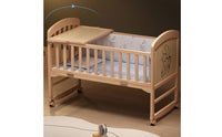 Solid Wood Rocking Bassinet with Wheels Multi-Functional Convertible Baby Crib Unpainted Wooden Bedside Sleeper Mobile for Newborns, Infants, Toddlers, Bedroom