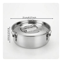 Universal Steaming Pot with Locking Clasps Slimline Stainless Steel Steamer Insert Compact Steamer Basket with Lid Dishwasher Safe for Stockpot