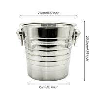 Ice Bucket with Handles 5L Stainless Steel Ice Bucket Silver Beverage Chiller for Bartenders, Restaurants