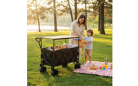 Portable Foldable Camping Wagon 360° Rotating Wheels Collapsible Outdoor Utility Carrier Large Capacity Heavy Duty Folding Wagon Steel Frame for Picnic, Gardening, Beach, Shopping