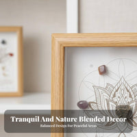 Framed Crystal Art Ready to Hang Stone Wall Decor Versatile Display Crystal Grid Frame for Meditation Practitioners, Mindfulness Enthusiasts, Altar