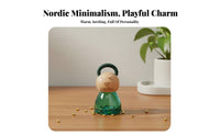 Gold Bean Storage Bottle Miniature Size Wooden Lid Mini Jar Cute Doll Figure Bottle House Decoration for Desktop, Shelf Display