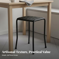 Thickened Frame Woven Seat Stackable Stool Space-Saving Small Bench Multi-Purpose Household Furniture Sturdy and Long-Lasting for Families, Homeowners, Dining Room, Kitchen, Balcony, Bedroom