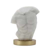 Torso Sculpture Abstract Human Torso Statue Stone-Like Sculpture with Gold Base for Interior Designers