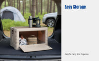 Folding Storage Box for Outdoor, Thick Plastic Organizer, Wooden Lid, Large Capacity, Car Trunk, Camping, Clothes Sorter