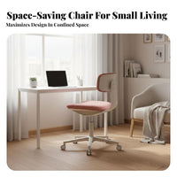 Space-Saving Saddle Seat Chair 360-Degree rotate Adjustable Saddle Stool with Casters Comfortable padding Seating Furniture Ergonomic Design for Home Office Workers, Medical Professionals, Bedroom, vanity area, Salon, Studio