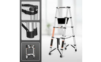 A-Shaped Ladder Stainless Steel Compact Ladder Extendable for Crafters, Homeowners, Home Maintenance, Renovation, Workshop