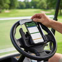 Golf Cart Steering Wheel Phone Holder Spring-Loaded Golf Cart Steering Wheel Cell Phone Mount Hands-Hands-off Lightweight