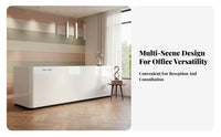 Modern Reception Desk Sturdy Construction Varnish Finish Front Desk Scratch-Resistant Commercial Cashier Counter for Business Owners, Lobby, Showroom
