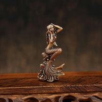 Seated Mermaid Figurine Antique Style Mermaid Figurine Miniature Ornament for Collectors, Bookshelf, Desk, Aquarium