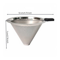 Food Grade Stainless Steel Coffee Filter Long-Lasting 60-Degree Cone Design Coffee Filter Easy to Clean for Office, Travel, Camping