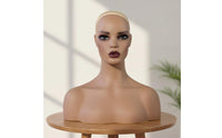 Mannequin Bust PVC Mannequin Head with Shoulders Female Display Head for Salons