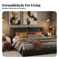 Paddedrear Bed Frame Italian Luxury Italian-Inspired Luxury Upholstery Bedstead with Headboard Modern Minimalist Design Bedroom Furniture