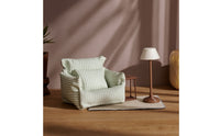 Dollhouse Sofa with Lamp Striped Dollhouse Sofa with Pillow Textile Miniature Couch for Tabletop Display