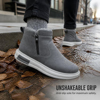 Men's Winter Mid-Top Snow Boots Warm Fleece-Lined Slip-On Anti-Slip