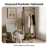 Floor-Standing Nightstand with Clothes Tree complimentarystanding Bedroom Furniture comprehensive Design Household Storage Space-Saving for Students, Apartment Dwellers, Families, Dorm Room, Entryway, Hallway, Office