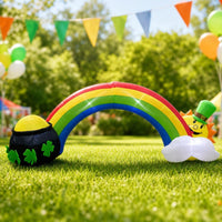 Inflate Inflatable Arch with Leprechaun Lighted Inflatable Rainbow with Pot of Gold Outdoor Yard Decor Giant for Homeowners, Party Hosts, Lawn, Garden