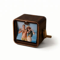 Photo Melody Box Wooden Melody Box with Photo Window Nostalgic for Home Decor