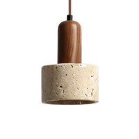 Vintage Bedside Pendant Light Retro Wabi-Sabi Style with Yellow Travertine for Hotel Restaurant