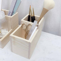 Minimalist Design Wooden Nail Tool Organizer Rustic Charm Tiered Manicure Tool Holder Large Capacity Natural Wood Brush Holder for Makeup Artists, Desktop, Vanity, Dresser Top