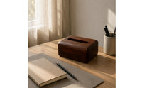 Wooden Tissue Box Cover Decorative Walnut Tissue Box Cover Smooth Surface for Dining Table, Bedroom