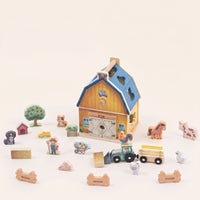Pretend Play Farm Shape Sorter Playset Fine-Motor Barn Shape Sorter Educational Barn Toy with Animal Figures Learning for Toddlers, Preschoolers, Playroom, Daycare