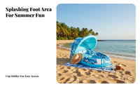 Foliage Print Design Inflatable Canopy Pool Lounger Comfortable Headrest Pool Buoyant Lounger with Canopy Puncture-Resistant Material Inflatable Lounge Chair with Sun Shade Quick Inflation & Deflation for Adults, Beach, Lake, Vacation