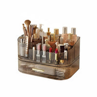 Dustproof Desktop Makeup Organizer with Drawers Large Capacity Multi-Compartment Makeup Box Space-Saving Vanity Holder Easy Reach for Women, Students, Dressing Table, Bedroom, Dorm Room, Bathroom Counter
