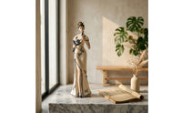 Chinese Lady Figurine Decorative Ceramic Lady Statue Slender Woman Sculpture for Entryway