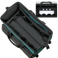 Rolling Tool Bag Telescopic Handle Wheeled Tool Bag Contrast Stitching Flap Pockets