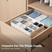 3 Pieces Compartmented Underwear Organizer Set Space-Saving for Students, Adults