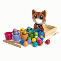 Child-Led Feeding Game with Board Educational Feeding Sorting Game Fine Motor Wooden Sorting Toy Hand-Eye Coordination for Homeschool