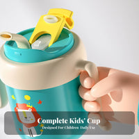 Double-Layer Insulation Stainless Steel Toddler Cup with Handles Safe Insulated Straw Sippy Cup Leak Proof for Mealtime, Travel, Daycare