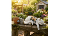 Garden Cat Decoration Cute Sleeping Cat Ornament Decorative Home Decor for Balcony, Terrace, Courtyard