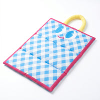 Checkered Waterproof Pet Mat Handle Loop Cushioned Resting Pad