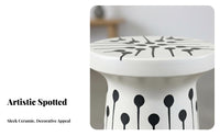 Chinese design spotted Mushroom Seat Multi-Functional Ceramic Stool Glazed Finish Plant Stand for Guesthouse Owners, Interior Designers, Homeowners, Living Room, Bedroom, Balcony, Entryway