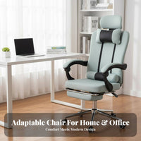 Height Adjustable High-Back Recliner with Footrest Reclining Function Ergonomic Recliner with Footrest Effortless Rolling Wheels Desk Chair 160-Degree Recline for Telecommuting Workers, Students, Gamers, Restping, Relaxing, Studying, Study Room