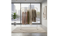 With Wheels Freestanding Clothes Hanging Easy to Move Rolling Clothes Rack Heavy Duty Stainless Steel Clothing Rack Minimalist Design for Bedroom