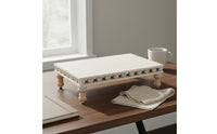 Aged Lumber Pedestal Tray French Country Farmhouse Table Riser Handcrafted Look Rectangular Decorative Tray for Study Room