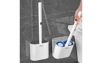 Disposable Toilet Brush Space-Saving Toilet Brush with Holder Cleaning Tool Compact Long-Handled for Bathroom