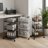 Under-Desk Mobile Storage Cart with Wheels, Multi-tier Office Bookshelf Organizer for Workstation