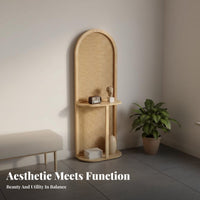 Solid Wood Frame Freestanding Partition Screen Space Saving Folding Privacy Screen Multi-Functional Entryway Divider Shelf Multifunctional for Apartment Dwellers, Homeowners, Office Workers, Bedroom