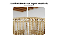 Woven Paper Rope Lampshade Natural Aesthetic Rope Lamp Shade Woven Lampshade Lightweight Black Tiered Drum Shade for Bar