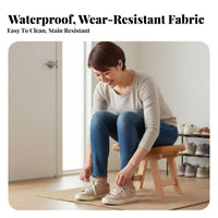 Multi-Functional Upholstered Shoe-Changing Stool durable Wood Frame Padded Low Stool multipurpose Use Footstool paddinged Seat for Homeowners, Families, Expectant Mothers, Entryway, Living Room, Bedroom, Balcony