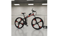 26 Inch Foldable Mountain Bike Disc Brakes Double Shock Absorption Folding Bike High Carbon Steel Frame 21-Quick Terrain Bike for Commuters